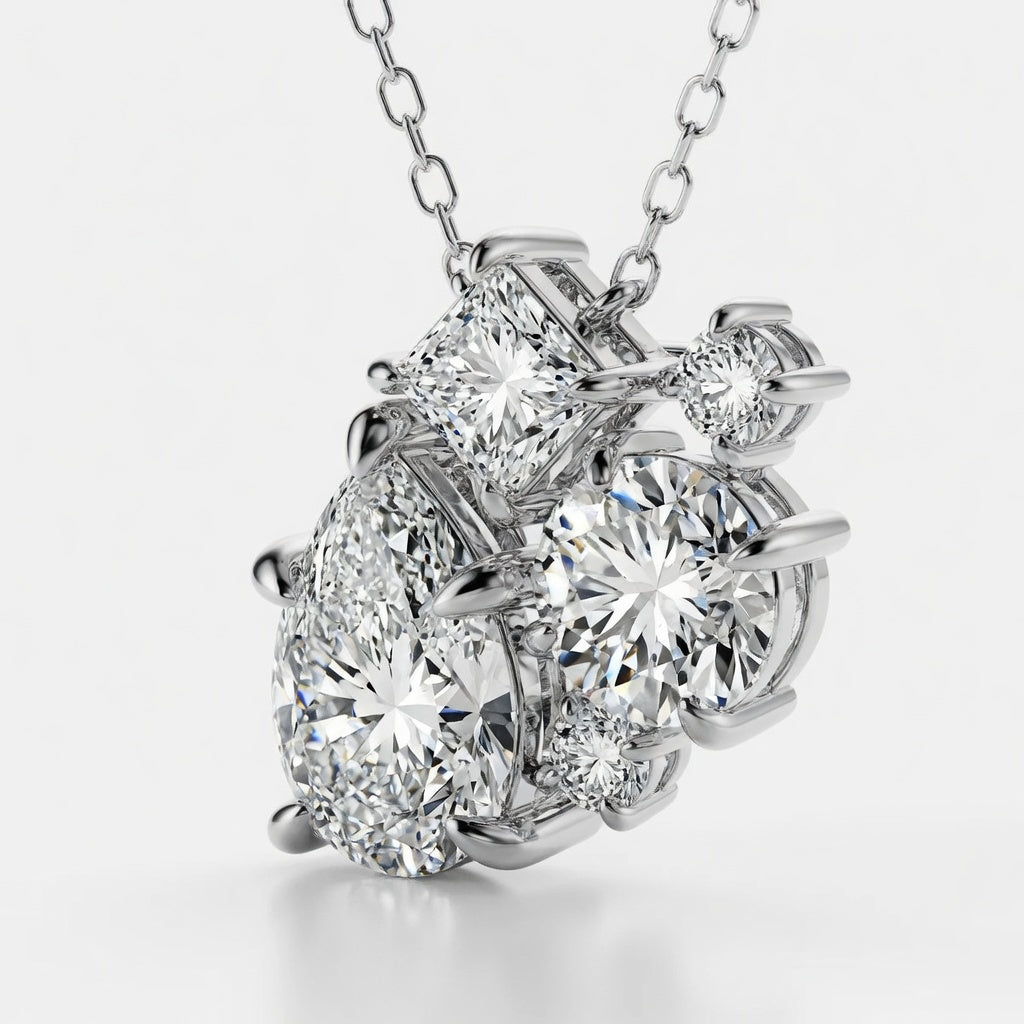 14K White Gold Mosaic Five-Stone Lab-Grown Diamond Pendant (2.00 CTW – D–F / VS1–VS2)