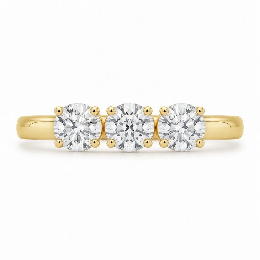 1.00 CT Round Cut Lab-Grown Diamond Three-Stone Engagement Ring in 14K White Gold – Minimalist Trilogy Anniversary Design