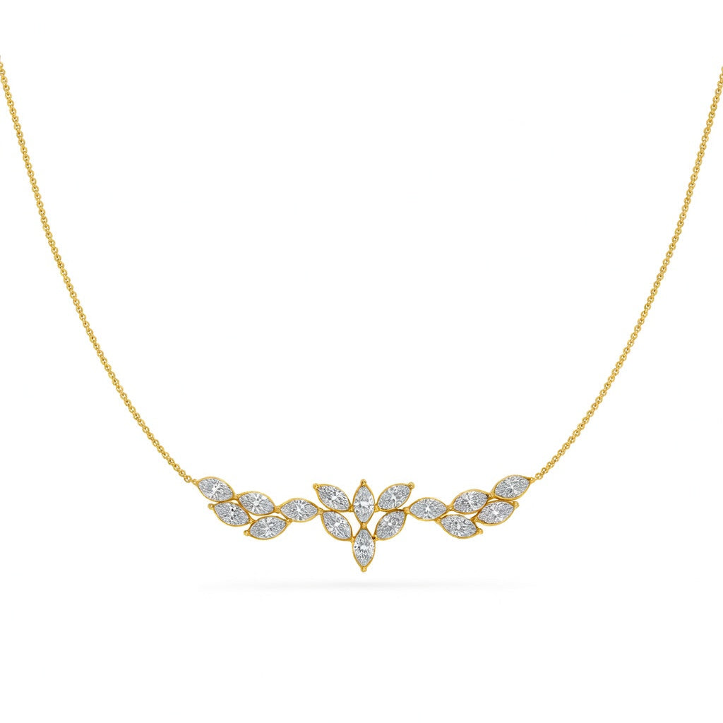 2.1 Ct Marquise Cut Diamond Chain Necklace VS1 D-F White Gold 14k