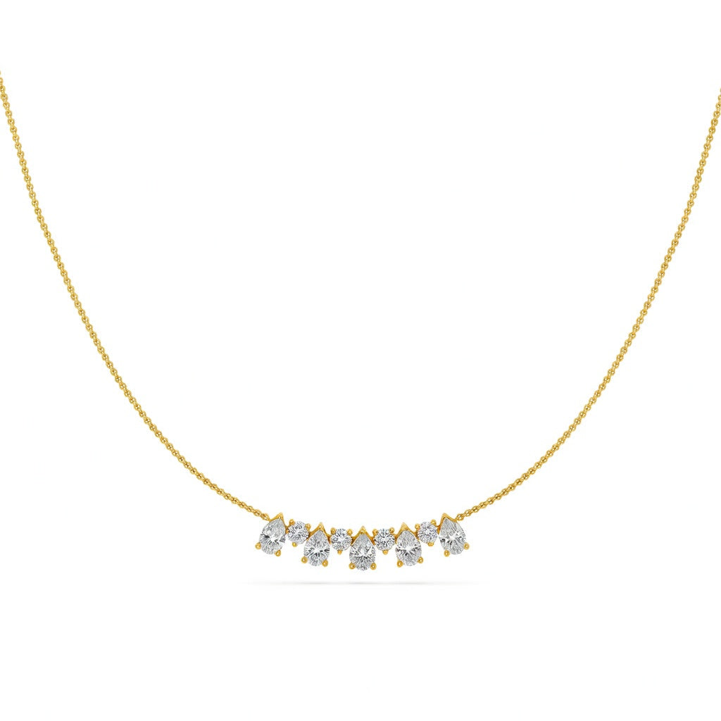 1.2 Ct Pear Round Cut Diamond Chain Necklace VS1 D-F White Gold 14k