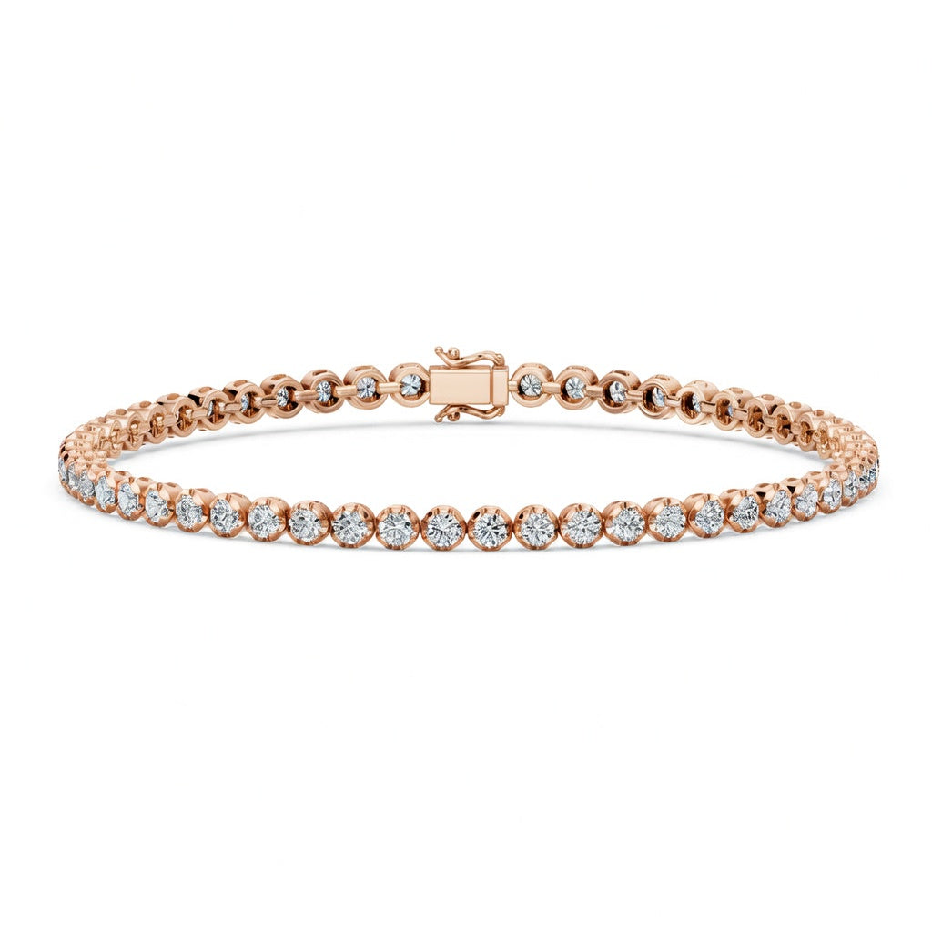 3.97 Carat Round Cut Diamond Tennis Bracelet VS1 D F White Gold 14k