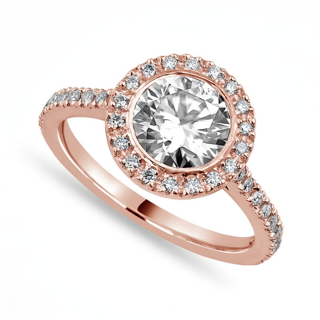 Maya 3.42 ct Lab Grown Round Cut Classic Pave Diamond Engagement Ring