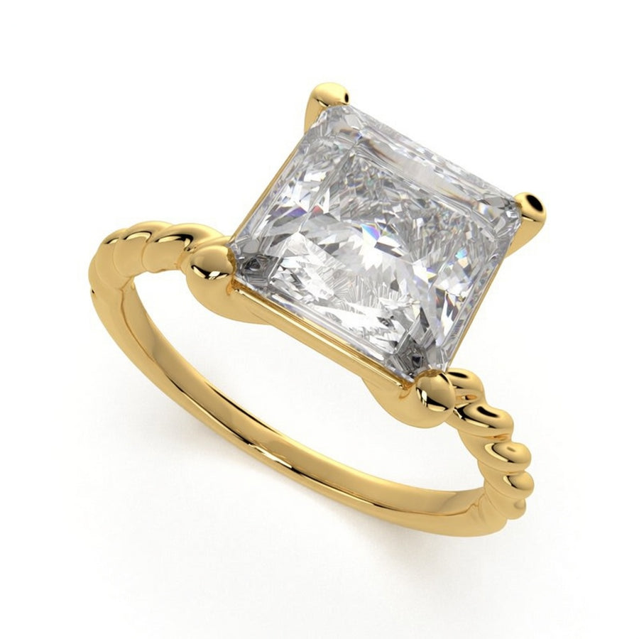 Renata 3 Carat Princess Cut Solitaire Rope Engagement Ring