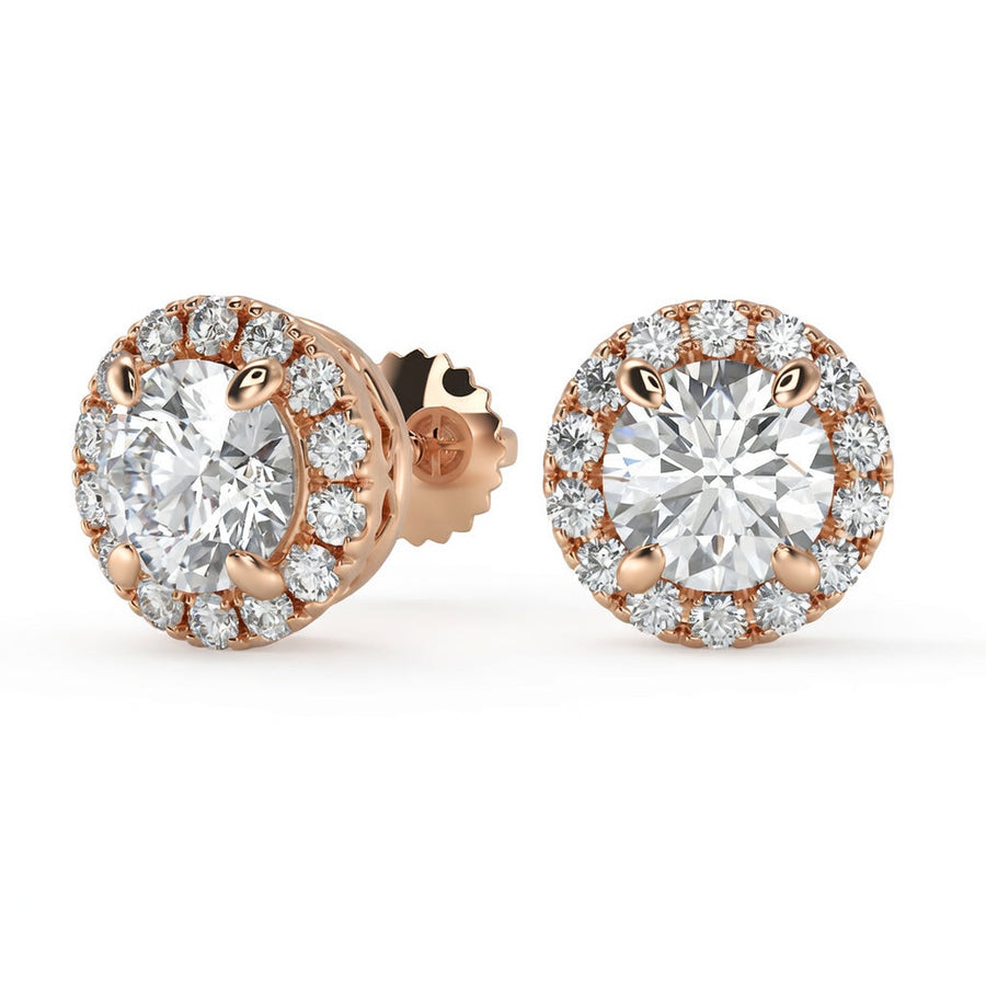 1.5 Ct Round Cut Stud Diamond Earrings VS1 D Screw Back White Gold 14k