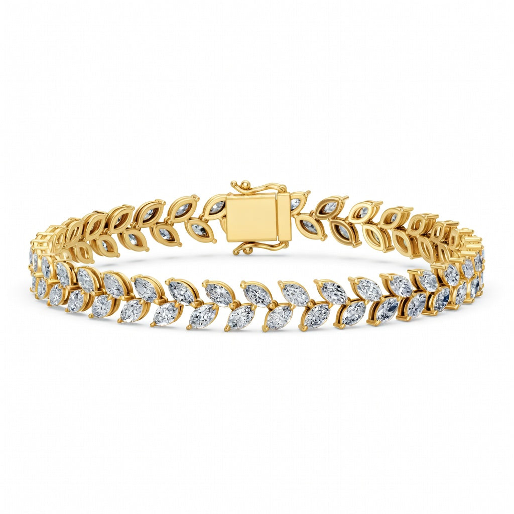 8.16 Carat Marquise Cut Diamond Tennis Bracelet VS1 D F White Gold 14k