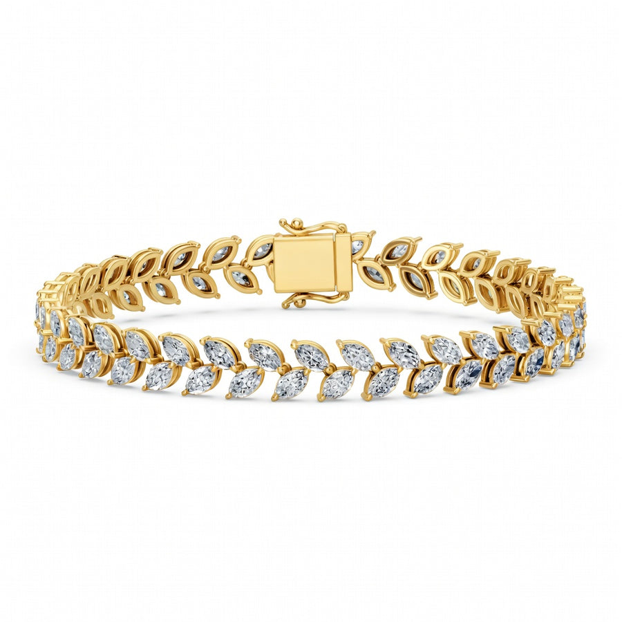8.16 Carat Marquise Cut Diamond Tennis Bracelet VS1 D F White Gold 14k