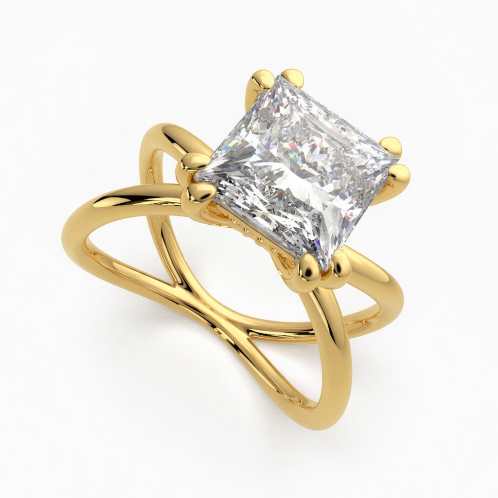 Tatiana 2 Carat Princess Cut Solitaire Split Shank Engagement Ring