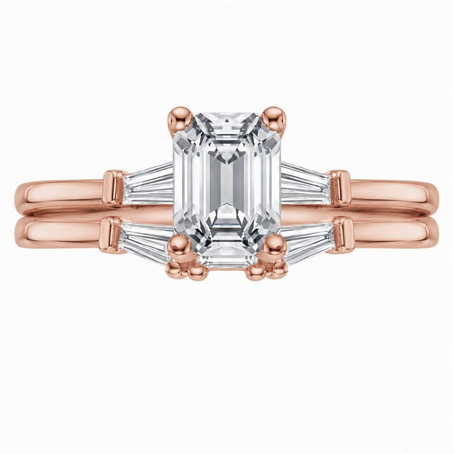 2.30 CT Tapered Baguette Lab-Grown Diamond 2PCS Bridal Set in 14K White Gold – Bar-Set Elegant Wedding Ring Design