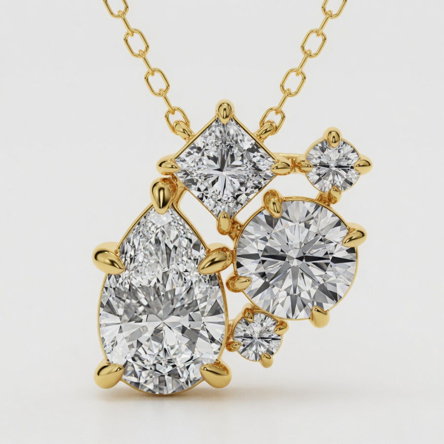 14K White Gold Mosaic Five-Stone Lab-Grown Diamond Pendant (2.00 CTW – D–F / VS1–VS2)