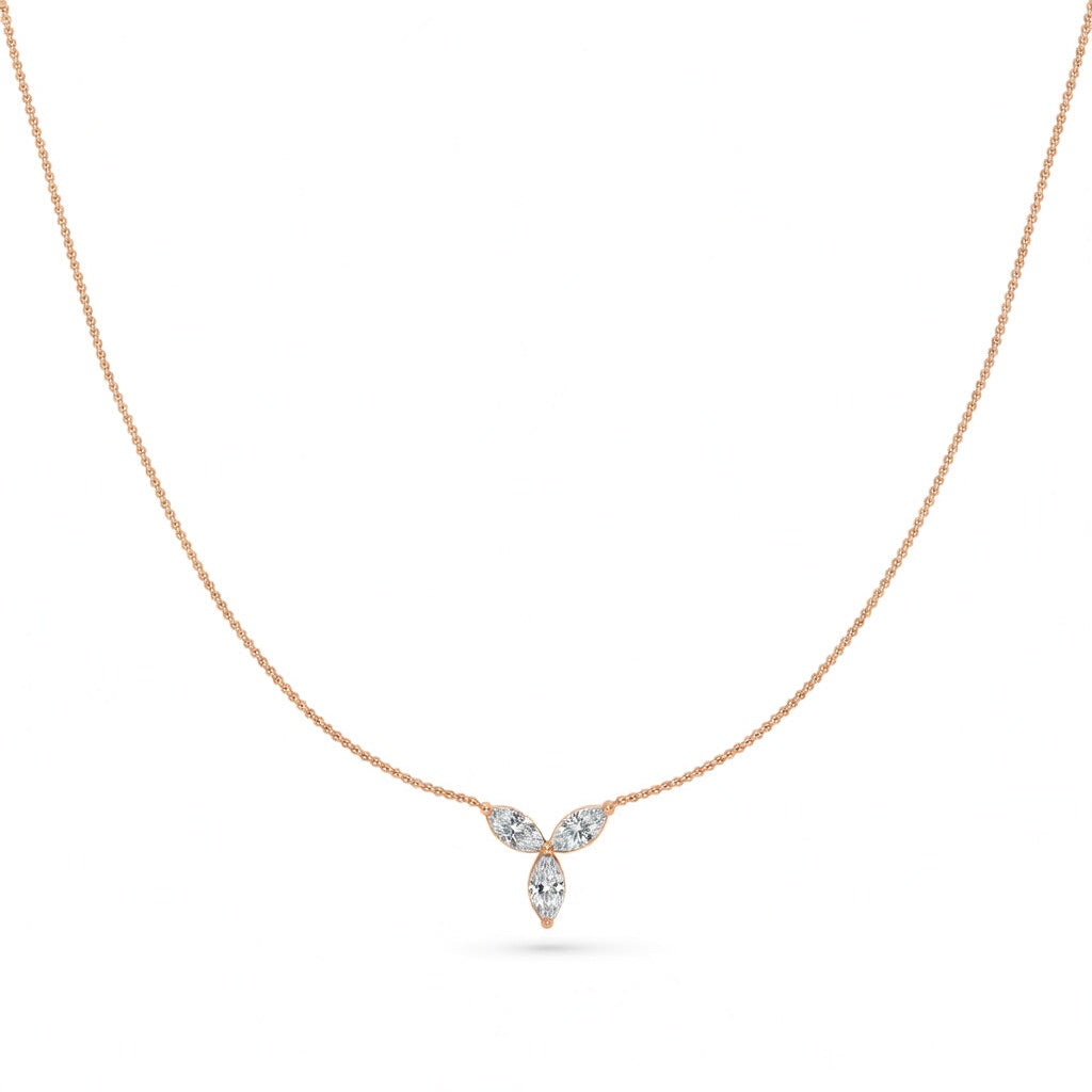0.65 Ct Marquise Cut Diamond Chain Necklace VS1 D-F White Gold 14k