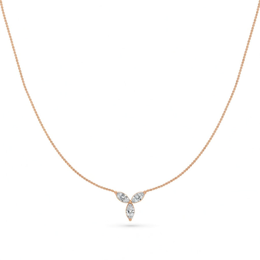 0.65 Ct Marquise Cut Diamond Chain Necklace VS1 D-F White Gold 14k