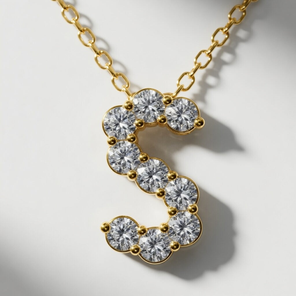 1.00 CTW Round Lab-Grown Diamond Initial S Personalized Pendant (D–F / VS1–VS2)