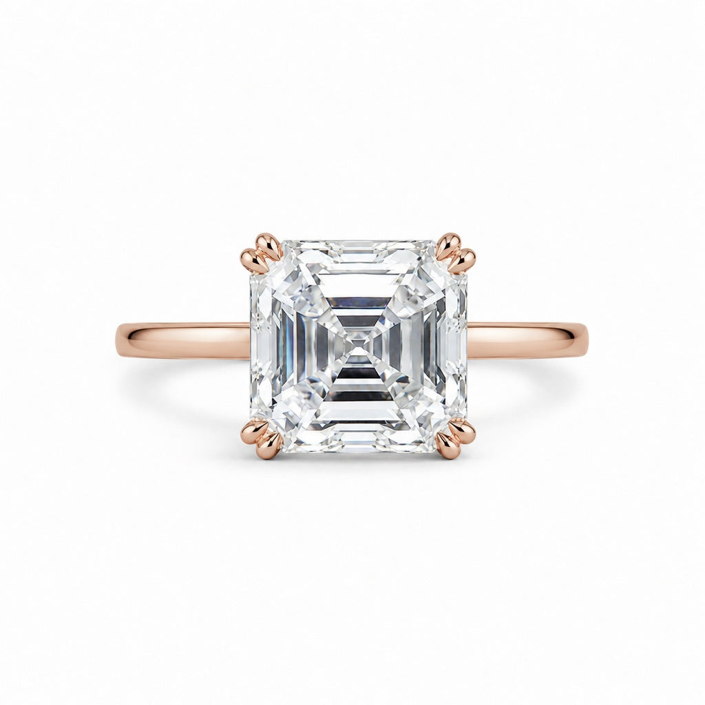 3.00 CT Asscher Cut Lab-Grown Diamond Solitaire Engagement Ring in 14K White Gold – Double Claw Prong Design