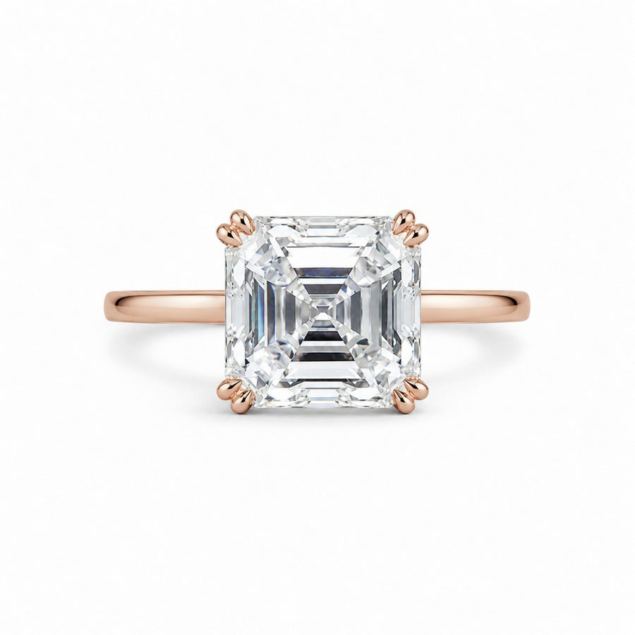 3.00 CT Asscher Cut Lab-Grown Diamond Solitaire Engagement Ring in 14K White Gold – Double Claw Prong Design