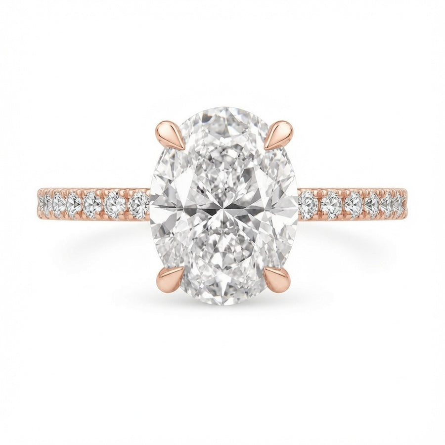 3.00 CT Oval Lab-Grown Diamond Hidden Halo Engagement Ring in 14K White Gold – IGI Certified Bridal Design
