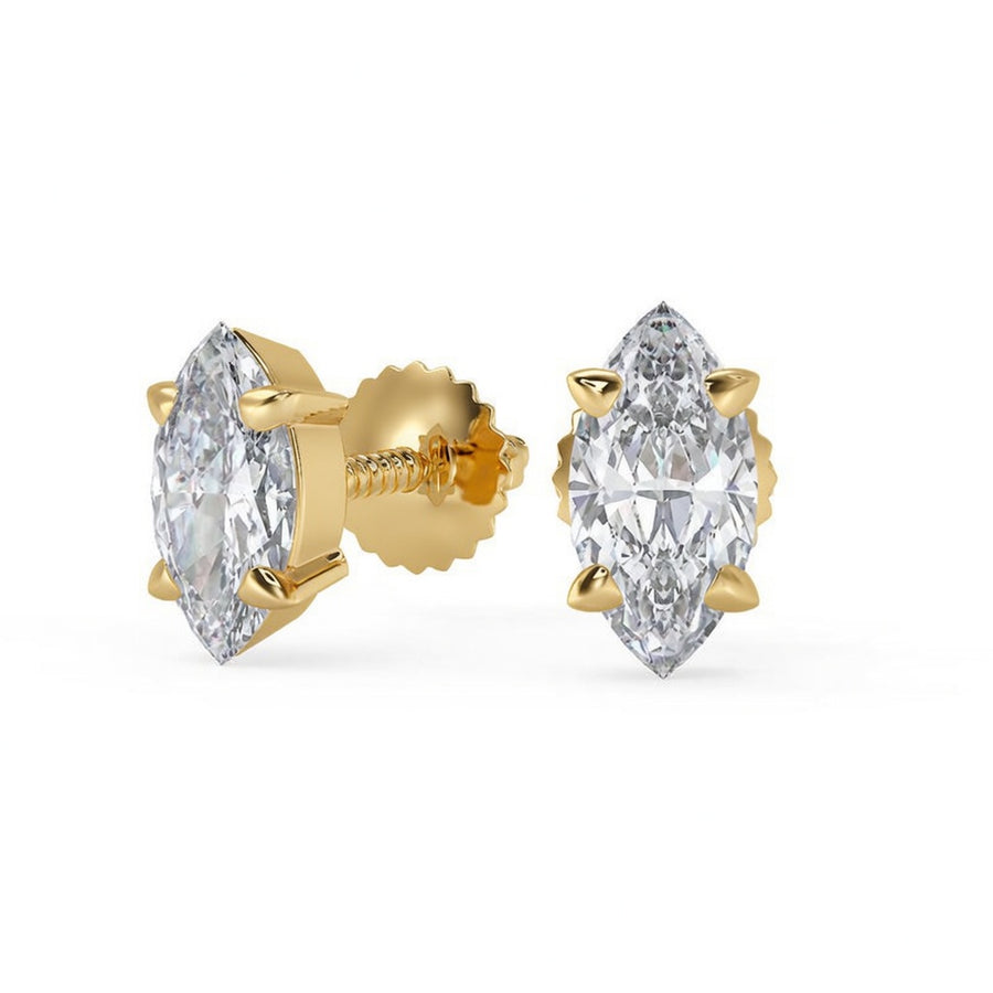 2 Ct Marquise Cut Basket Stud Diamond Earrings VS1 D Screw Back