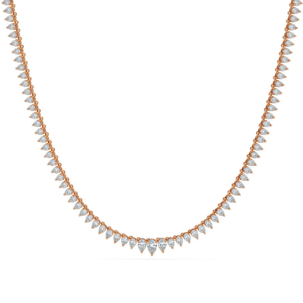 15.3 Ct Pear Cut Diamond Tennis Necklace VS1 D-F White Gold 14k