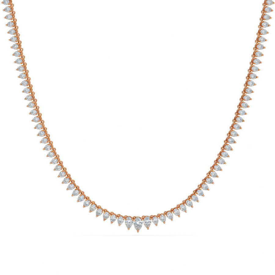 15.3 Ct Pear Cut Diamond Tennis Necklace VS1 D-F White Gold 14k