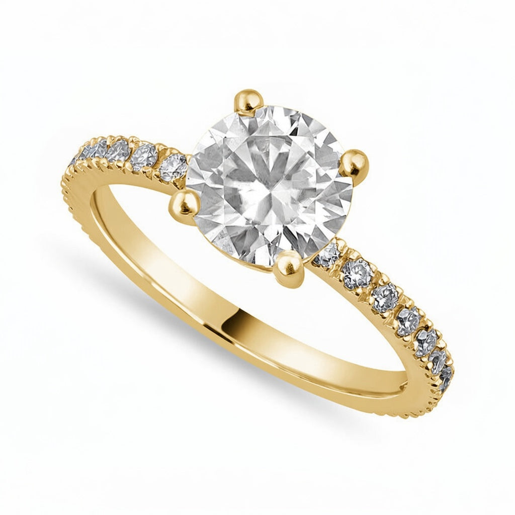 Sophia 2.2 ct Lab Grown Round Cut Classic Pave Diamond Engagement Ring