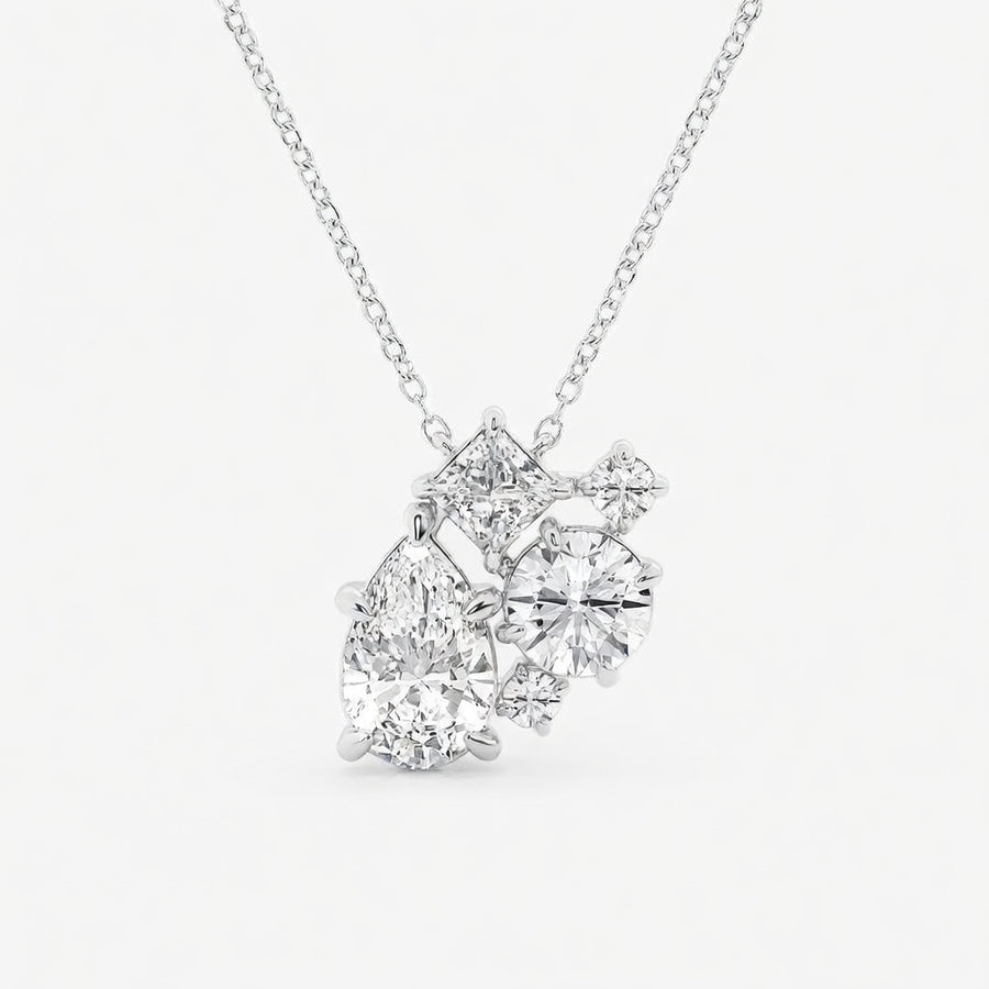 14K White Gold Mosaic Five-Stone Lab-Grown Diamond Pendant (2.00 CTW – D–F / VS1–VS2)