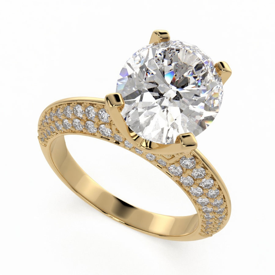 Daria 4.75 Carat Oval Cut Pave 6 Prong Engagement Ring