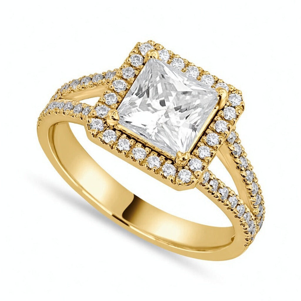 Madeline 2.39 ct Lab Grown Princess Cut Halo Split Shank Diamond Engagement Ring