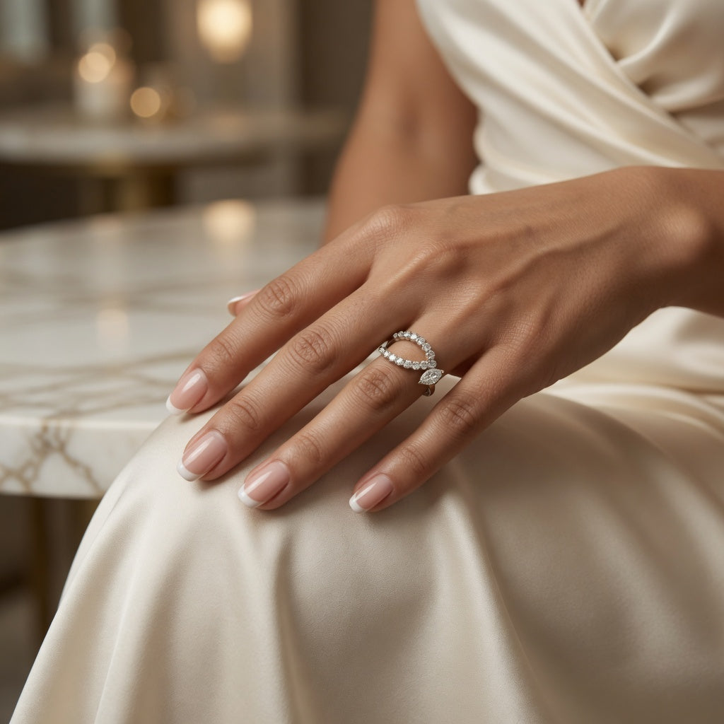 1.00 CT Round Lab-Grown Diamond Statement Ring in 14K White Gold (D–F / VS1–VS2)
