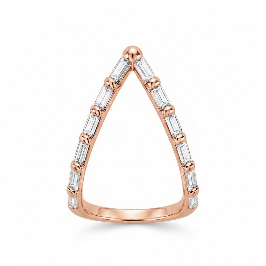 1.00 CT Lab-Grown Diamond Chevron Fashion Ring in 14K White Gold (D–F / VS1–VS2)