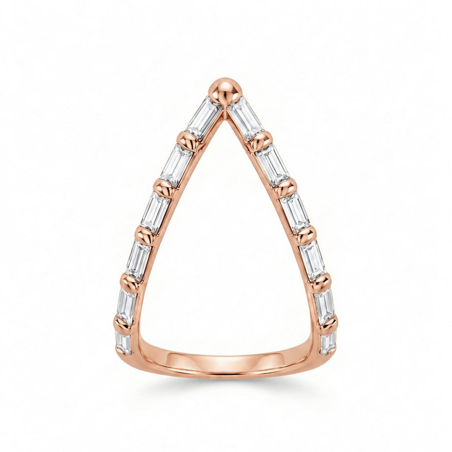 1.00 CT Lab-Grown Diamond Chevron Fashion Ring in 14K White Gold (D–F / VS1–VS2)