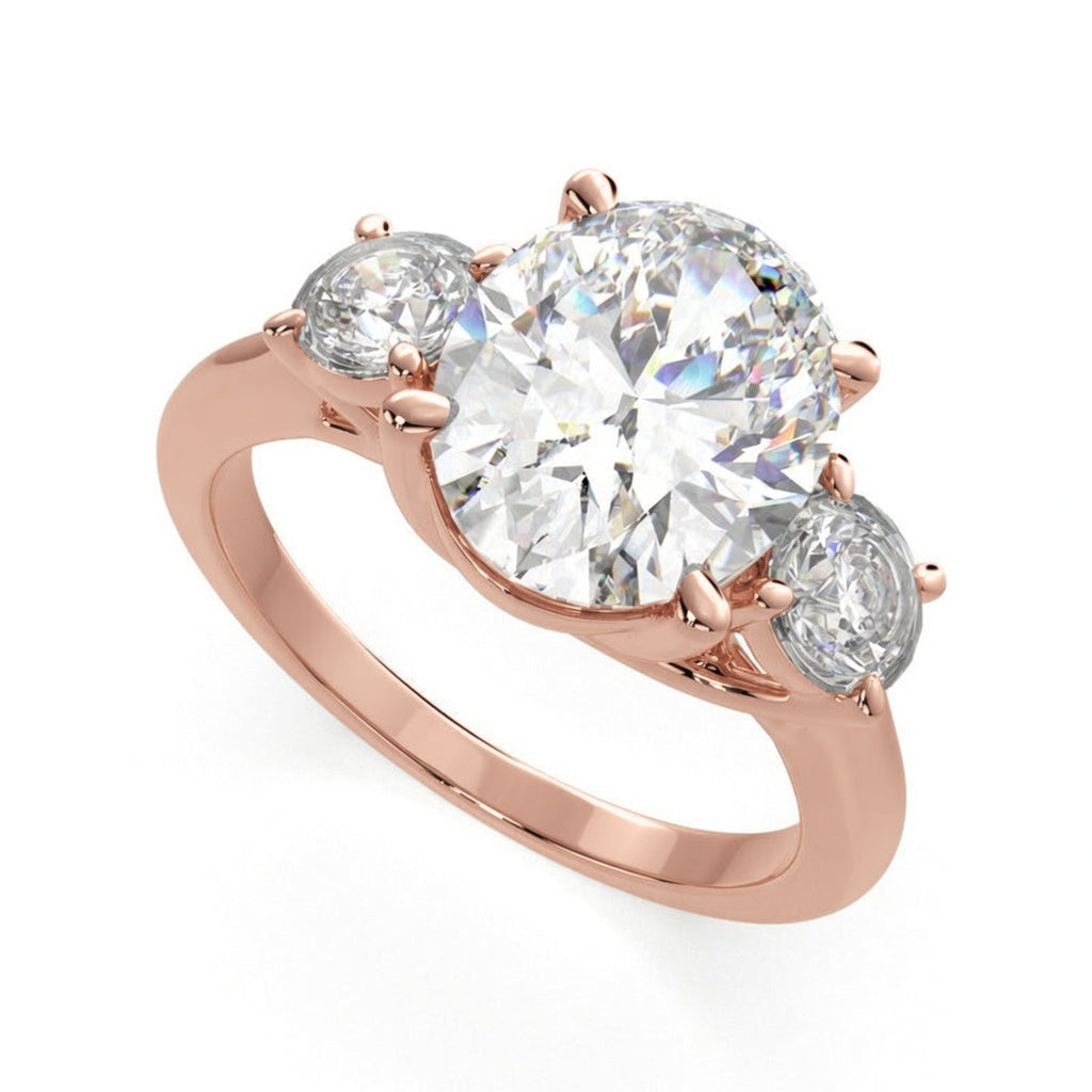 Hana 2.2 Carat Oval Cut 3 Stone Engagement Ring