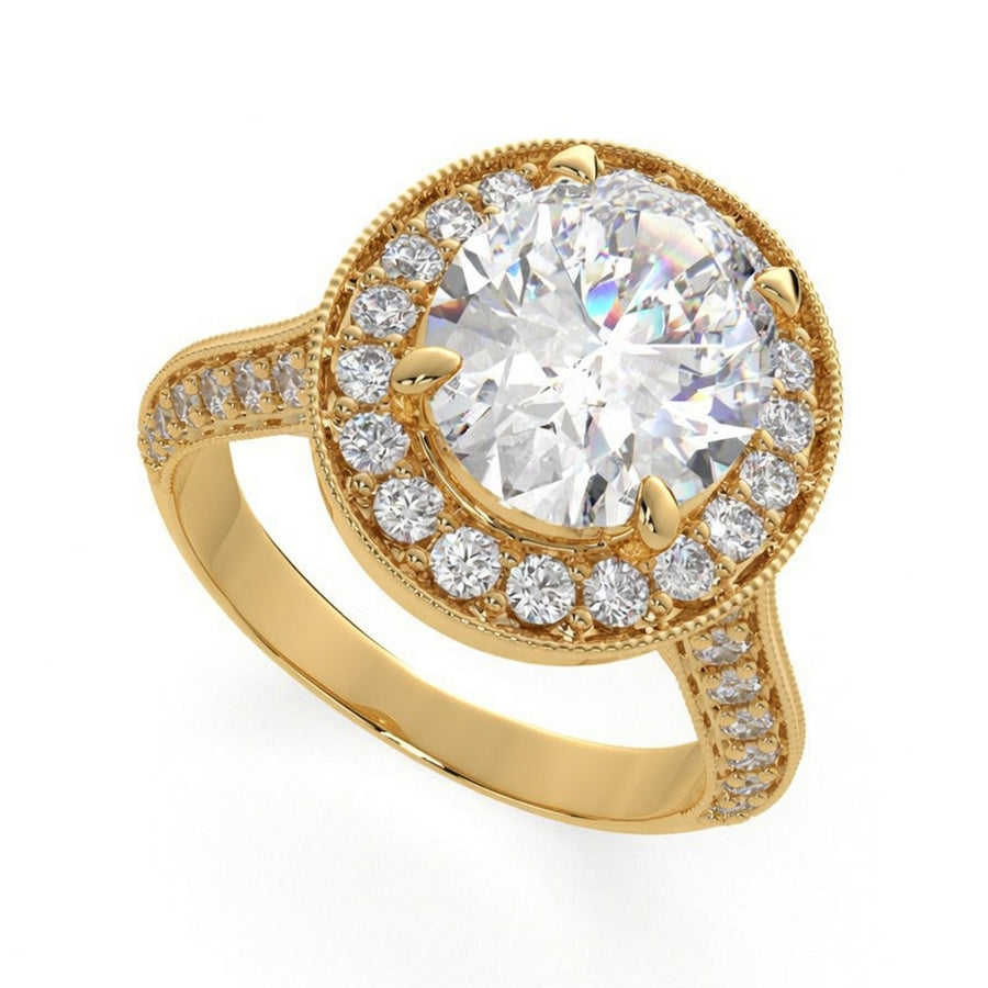 Beatrice 1.45 Carat Oval Cut Halo Pave Knife Edge Milgrain Engagement Ring