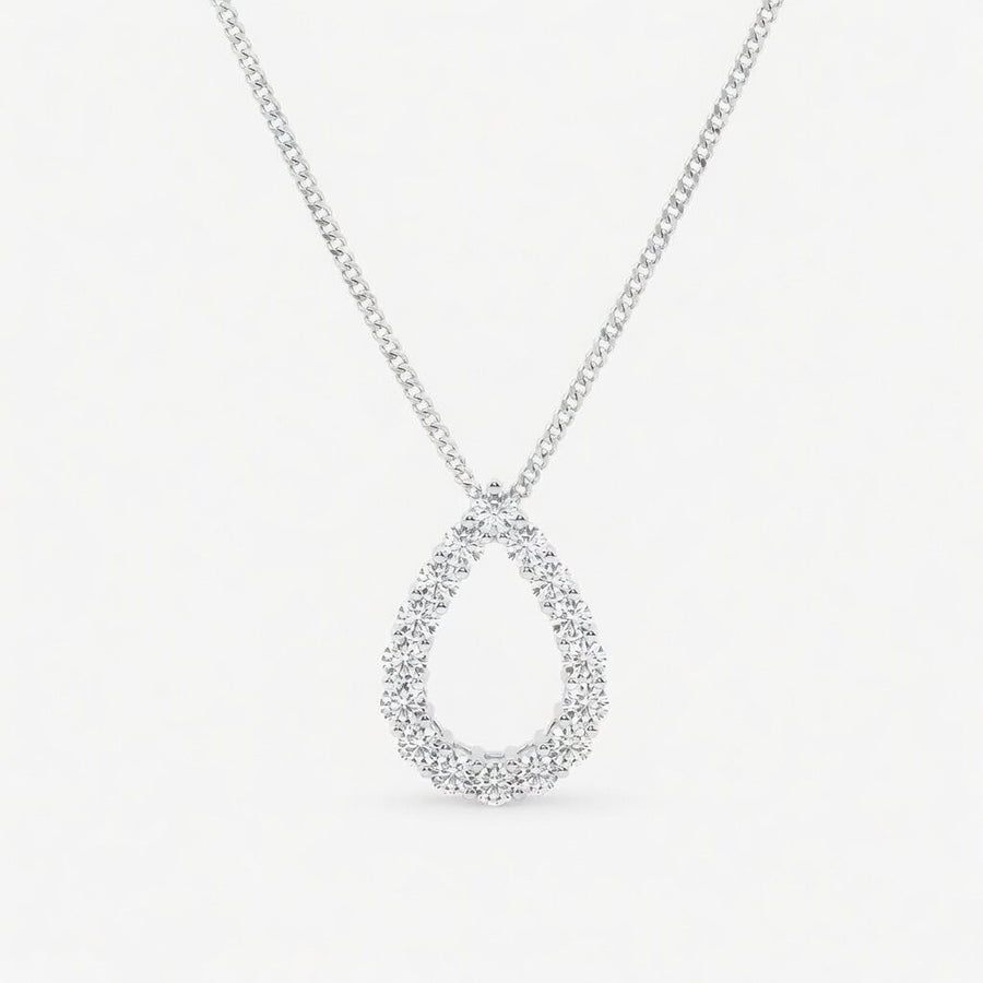 1.00 CTW Round Lab-Grown Diamond Teardrop Pendant with Adjustable Chain (D–F / VS1–VS2)