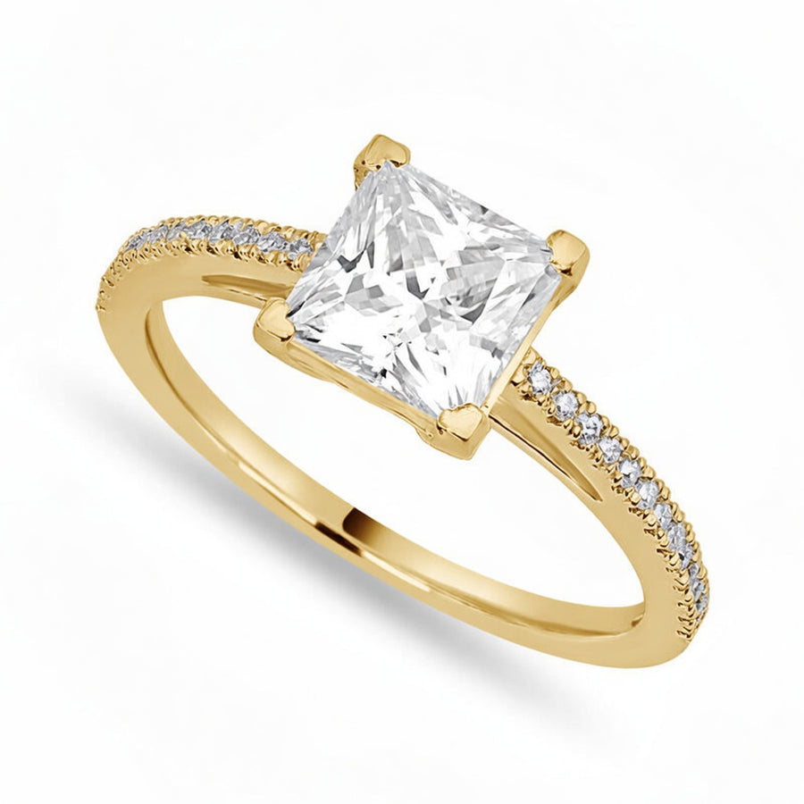 Sophie 2.89 ct Lab Grown Princess Cut Classic Pave Diamond Engagement Ring