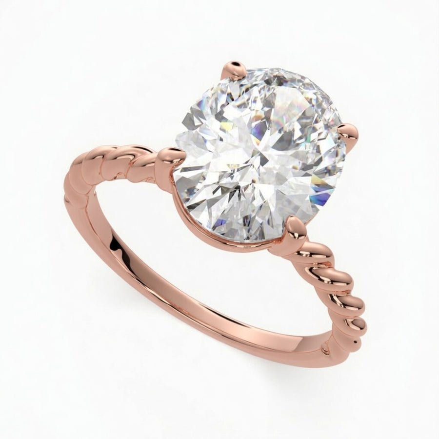 Renata 3 Carat Oval Cut Solitaire Rope Engagement Ring