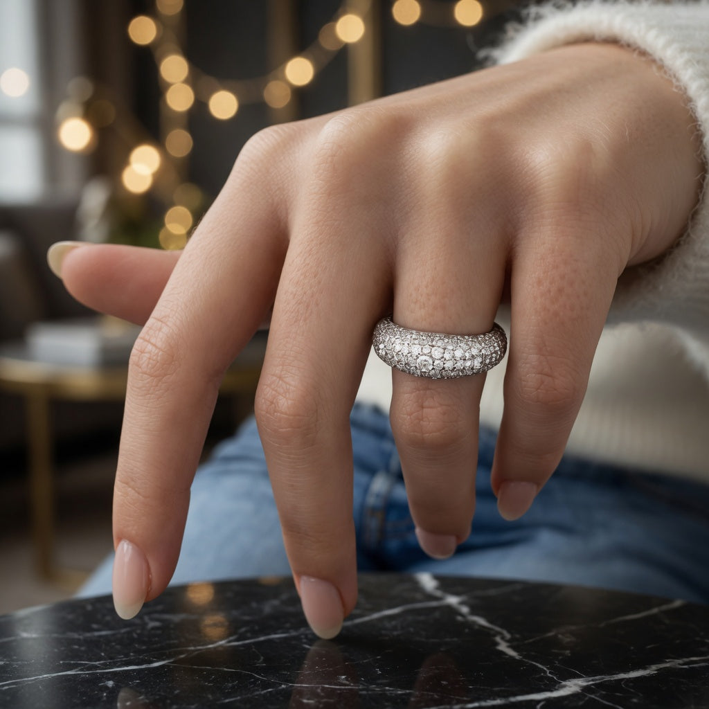 3.05 CT Lab-Grown Diamond Dome Fashion Ring in 14K White Gold (D–F / VS1–VS2)
