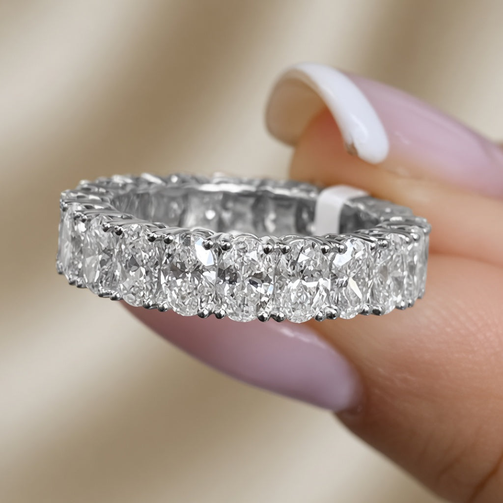 4.06 CT Lab-Grown Diamond Eternity Ring in 14K White Gold (D–F / VS1–VS2)