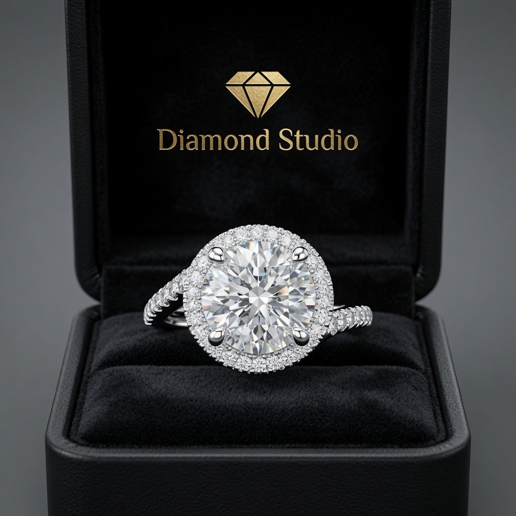 Paloma 3.35 Carat Round Cut Pave Halo Engagement Ring