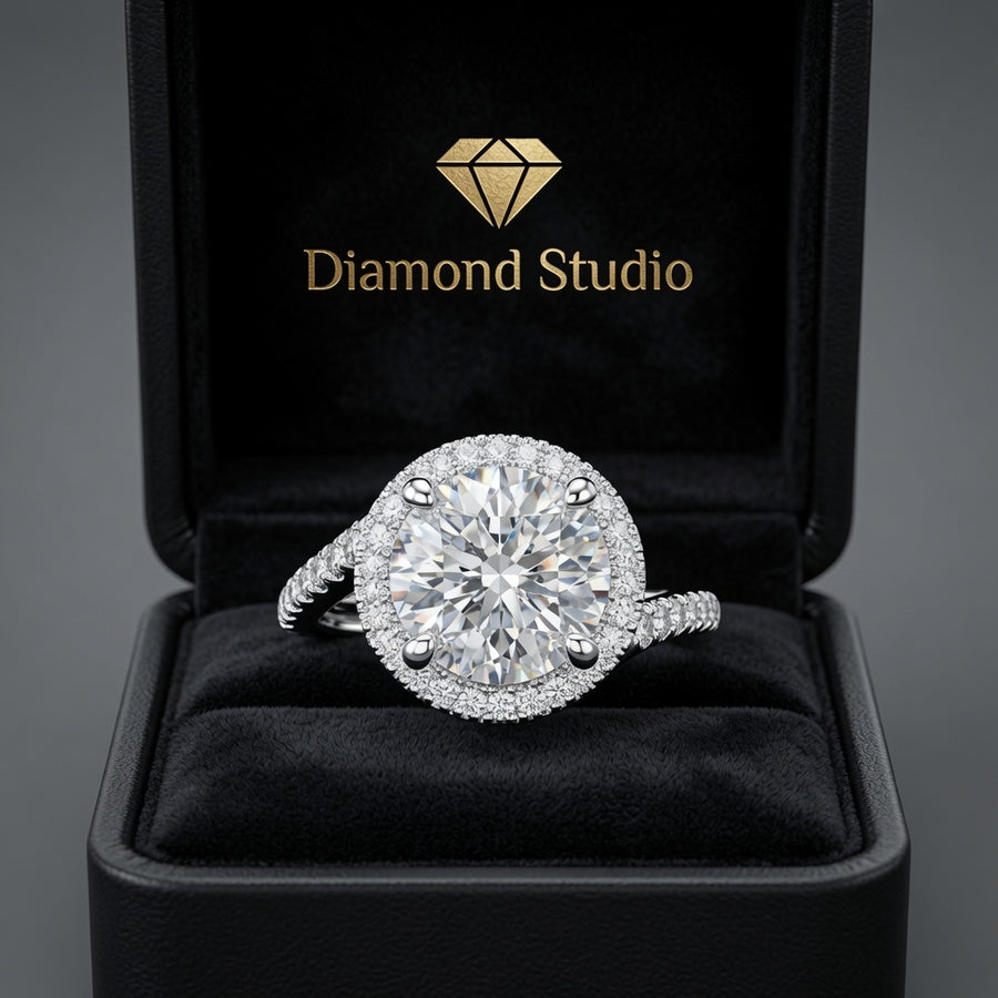 Paloma 3.35 Carat Round Cut Pave Halo Engagement Ring