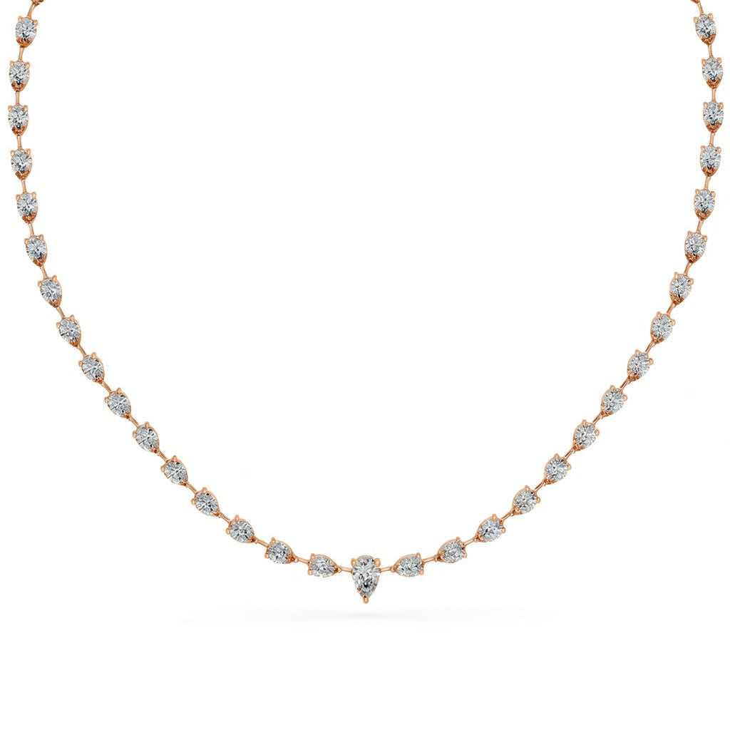 16.8 Ct Pear Cut Diamond Tennis Necklace VS1 D-F White Gold 14k