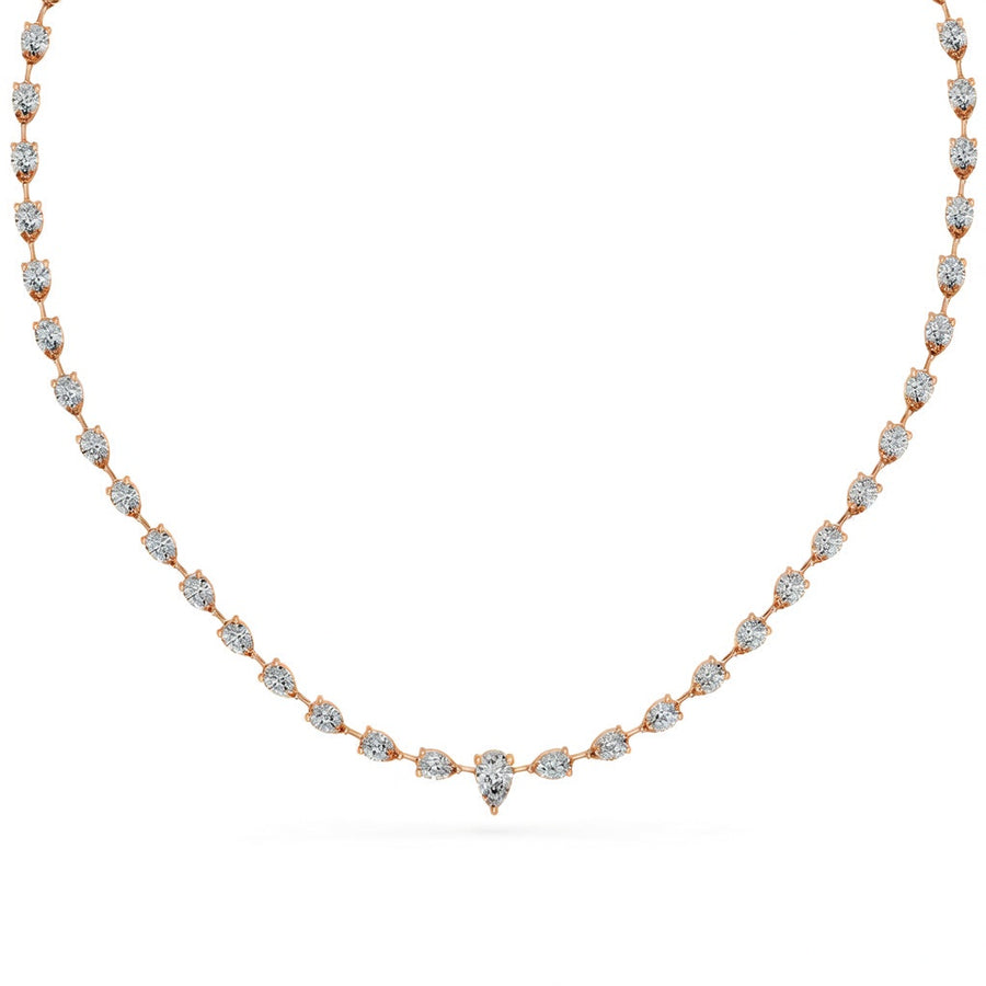 16.8 Ct Pear Cut Diamond Tennis Necklace VS1 D-F White Gold 14k