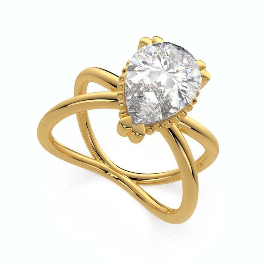 Tatiana 4 Carat Pear Cut Solitaire Split Shank Engagement Ring