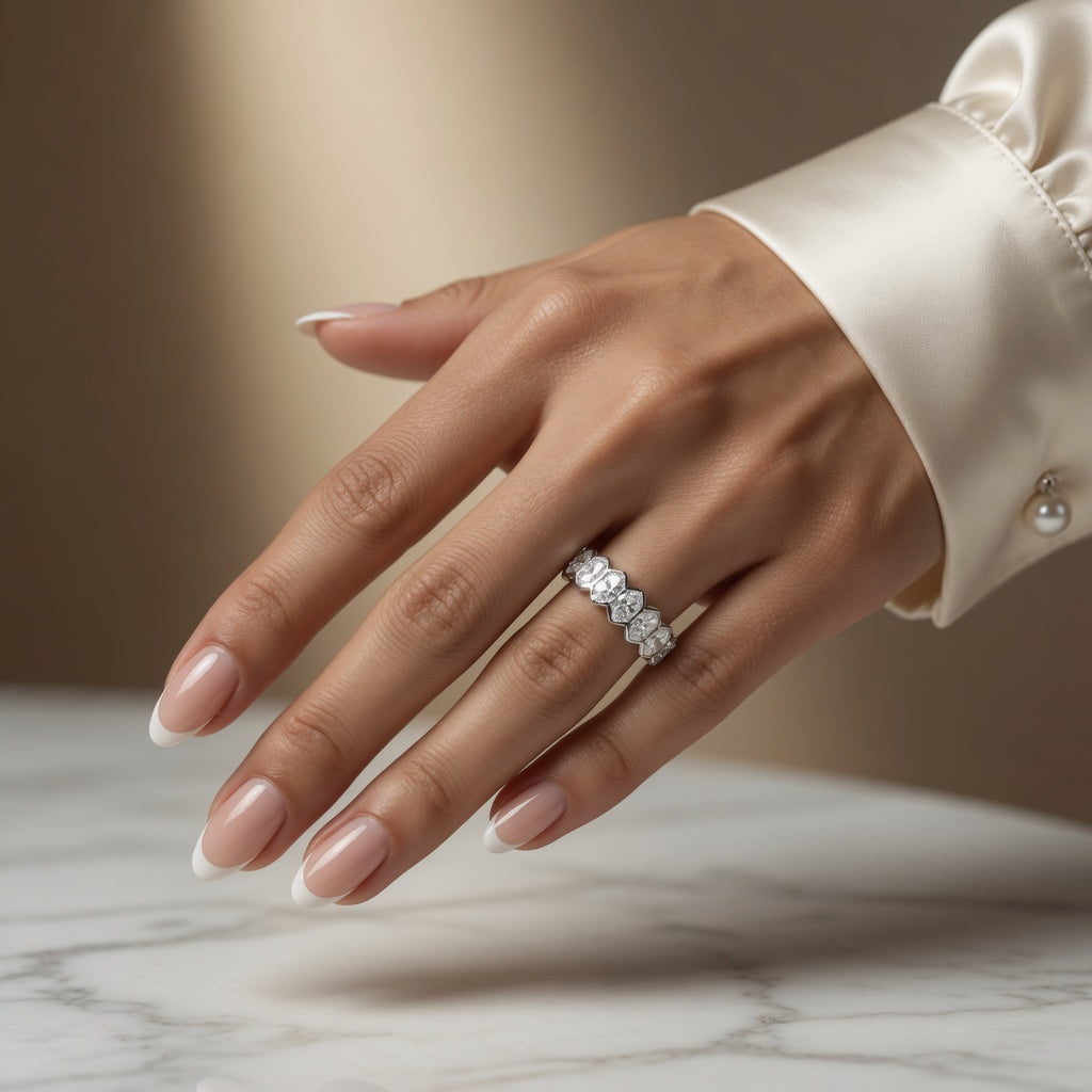 2.10 CT Lab-Grown Diamond Band Ring in 14K White Gold (D–F / VS1–VS2)
