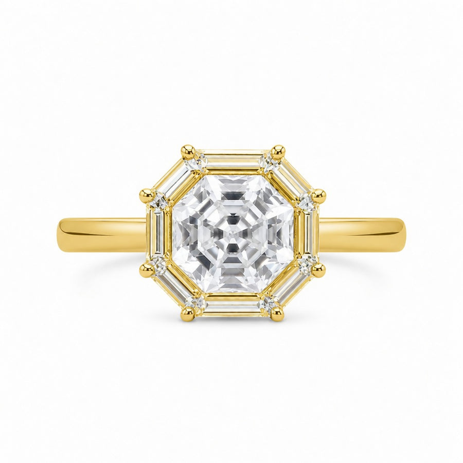 2.00 CT Asscher Cut Lab-Grown Diamond Engagement Ring in 14K White Gold – Vintage Pavé Band Design