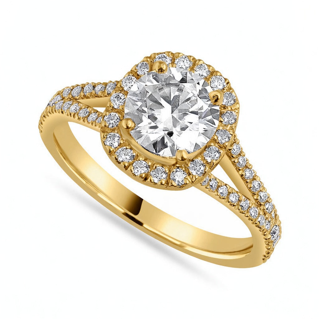Elise 1.91 ct Lab Grown Cushion Cut Split Shank Pave Diamond Engagement Ring