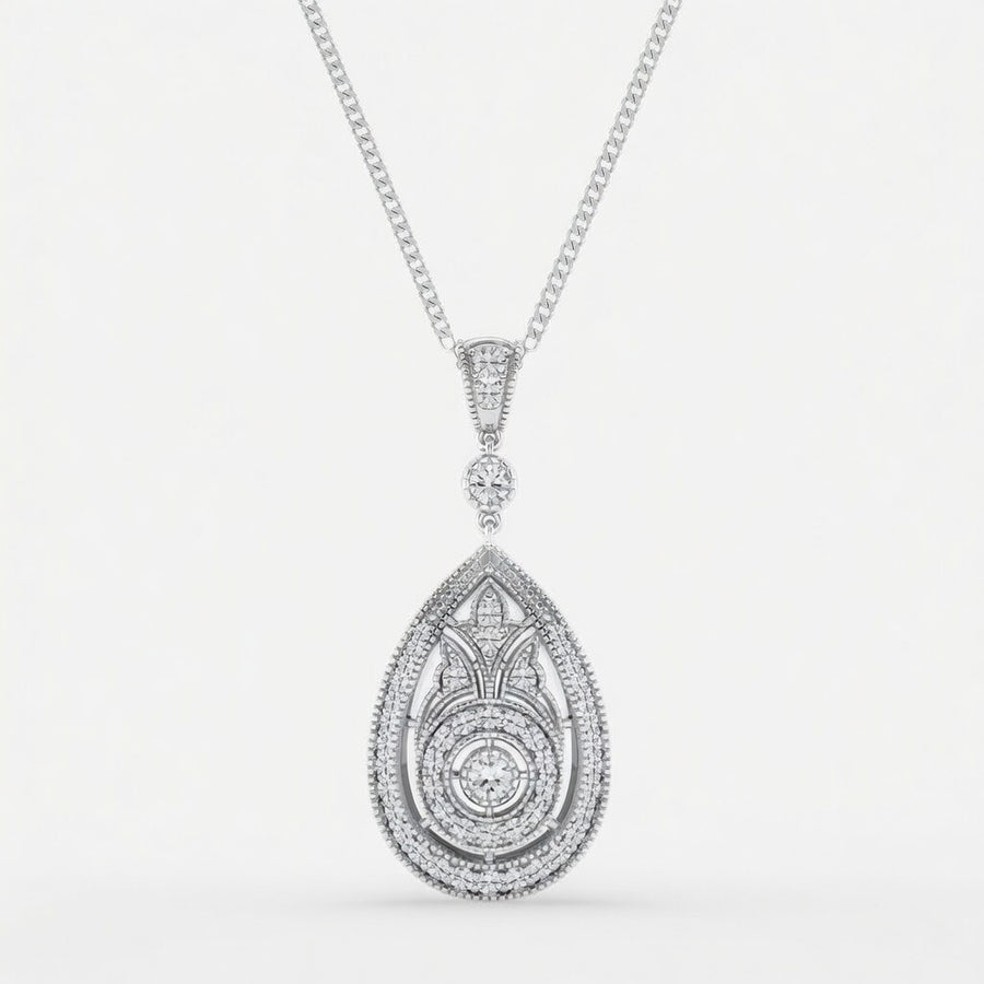 1.00 CTW Round Lab-Grown Diamond Vintage Pendant (D–F / VS1–VS2)