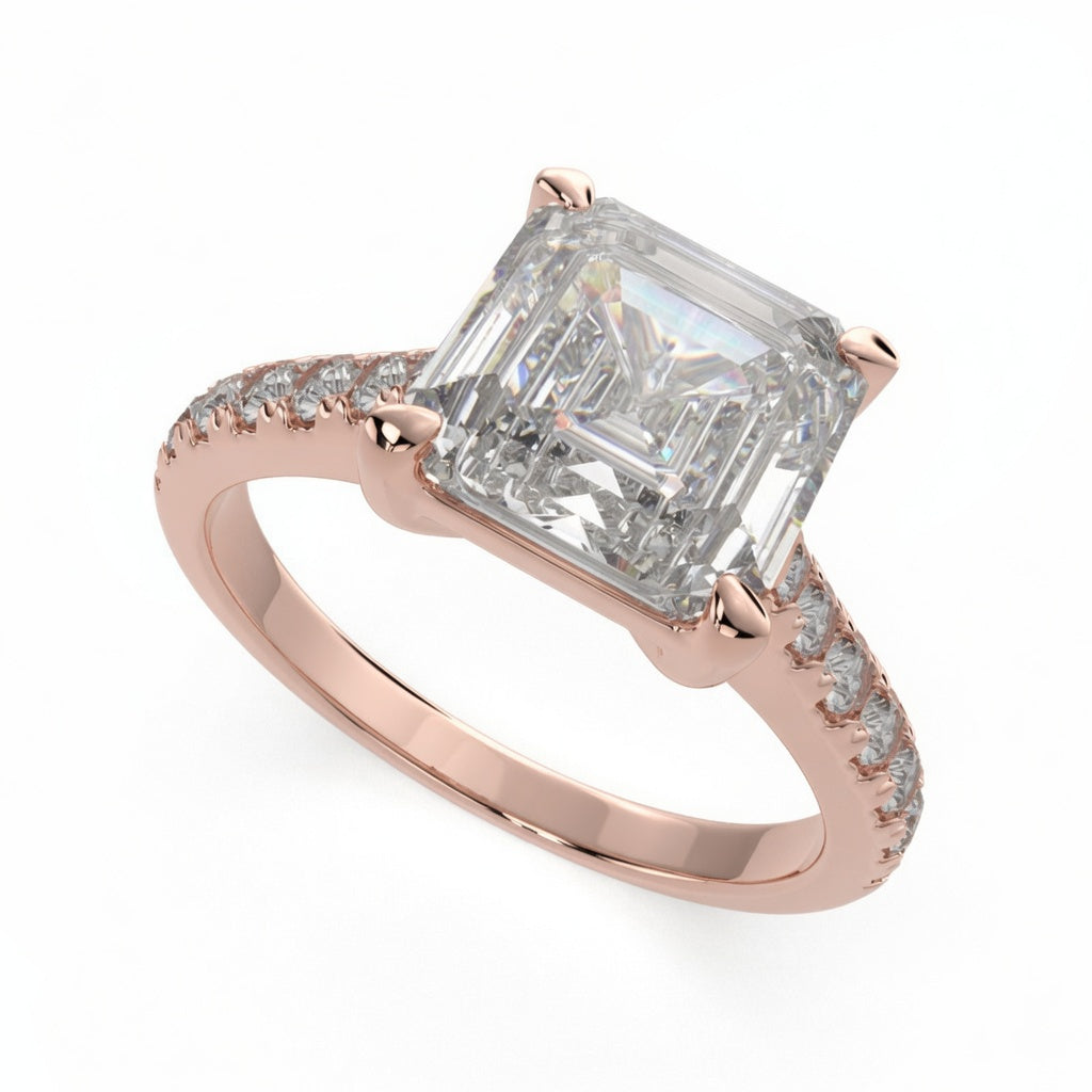 Ginevra 4.2 Carat Emerald Cut Tapered Engagement Ring