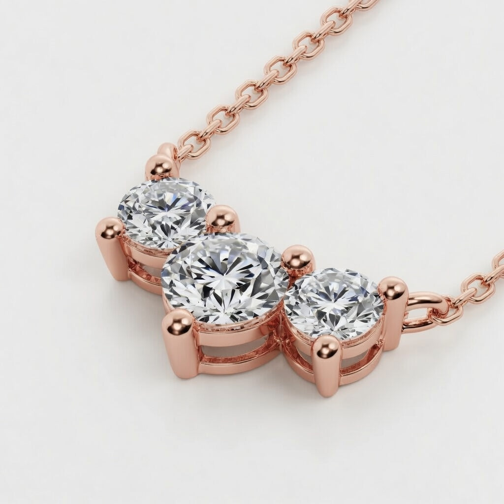 14K White Gold Three-Stone Round Lab-Grown Diamond Pendant (1.00 CTW – D–F / VS1–VS2)