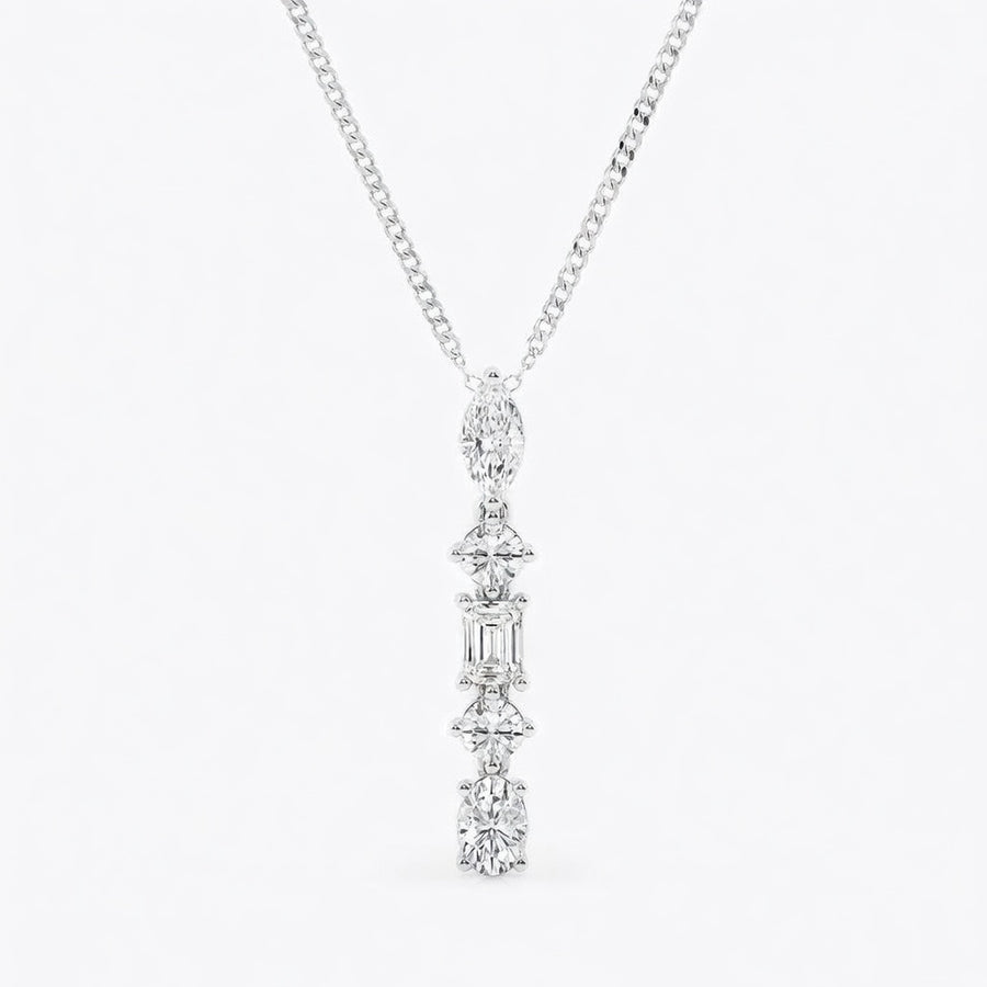2.00 CTW Multi-Shape Lab-Grown Diamond Pendant with Adjustable Chain (D–F / VS1–VS2)