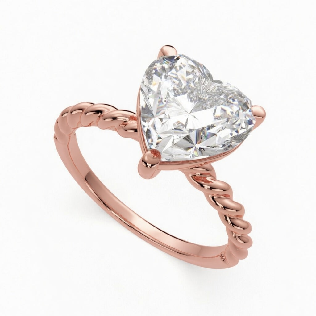Renata 2 Carat Heart Cut Solitaire Rope Engagement Ring