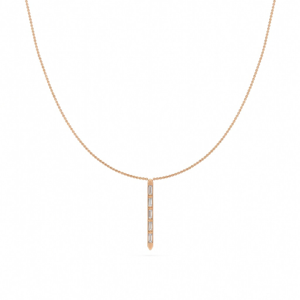 0.3 Ct Baguette Cut Diamond Pendant Necklace VS1 D-F White Gold 14k